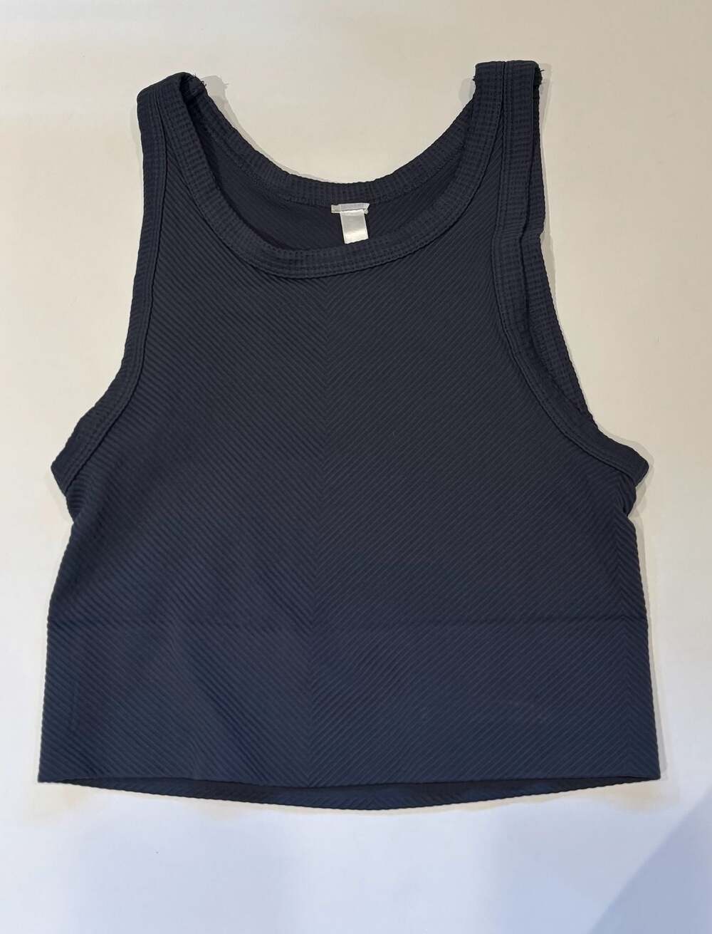 Nikibiki Seamless Ribbed Chevron Pattern High Neck Crop Tank Top